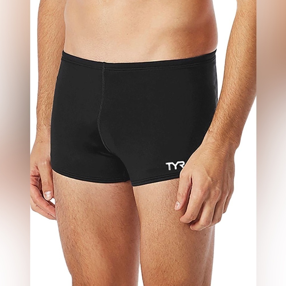 TYR Durafast Elite Solid Square Leg Swimsuit Men’s Size 28 Black - Picture 4 of 5